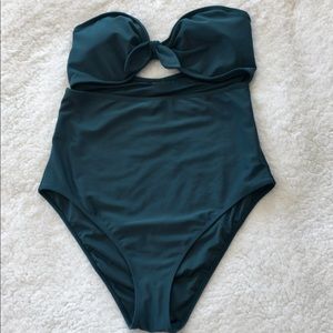 Forever 21 Teal Strapless One- Piece Bathing Suit
